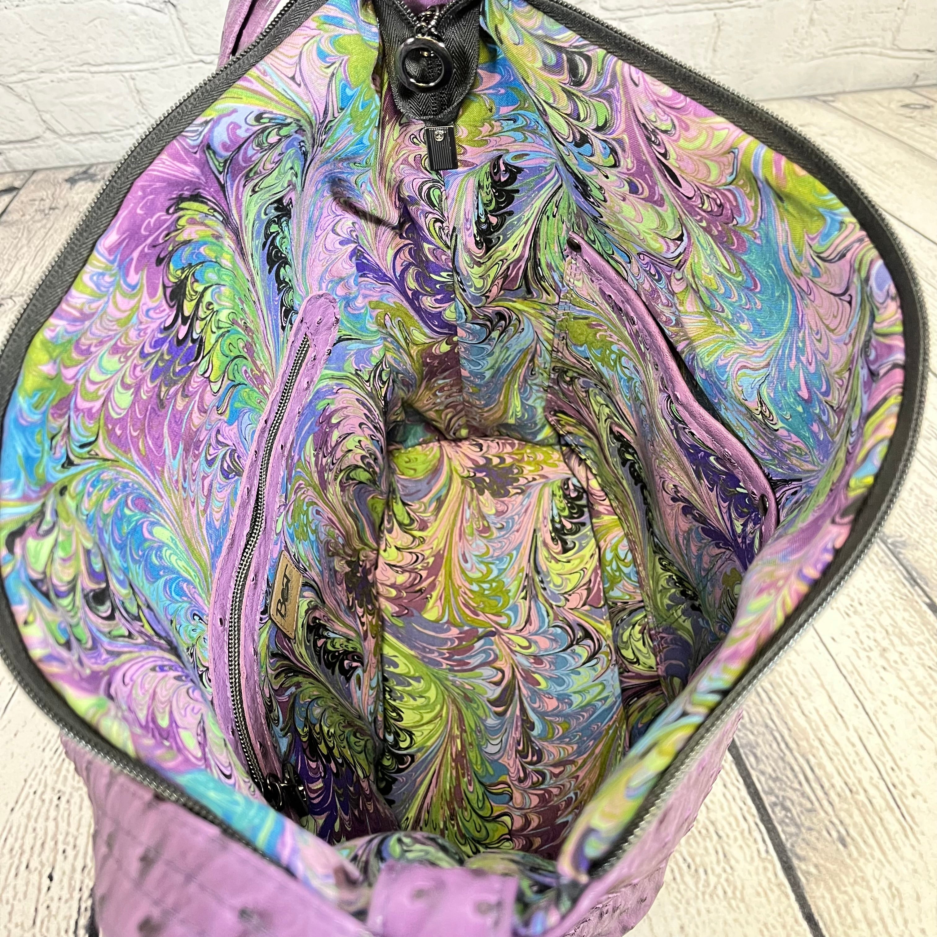 Krystal Convertible Bag - Purple Ostrich