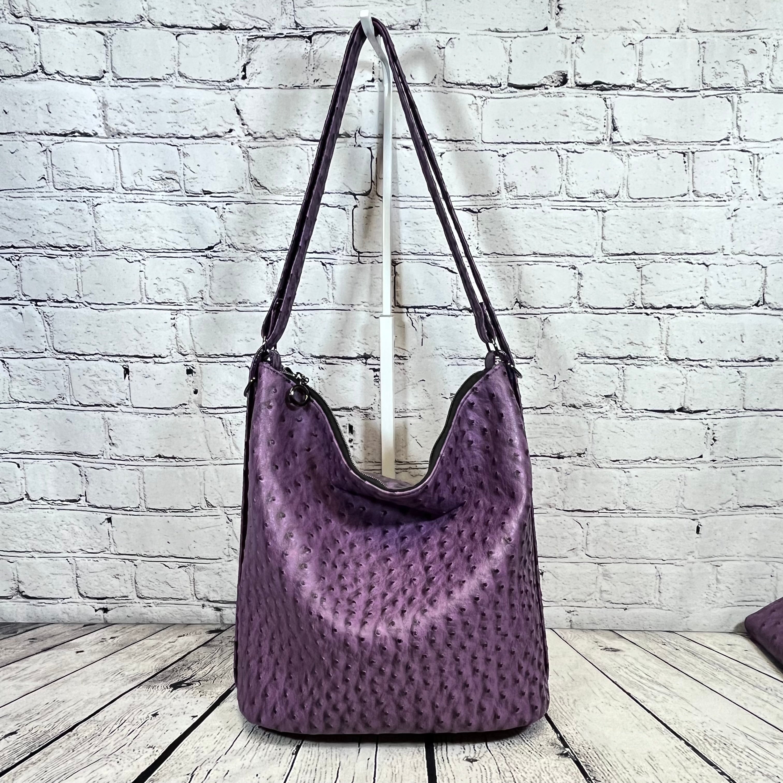 Krystal Convertible Bag - Purple Ostrich