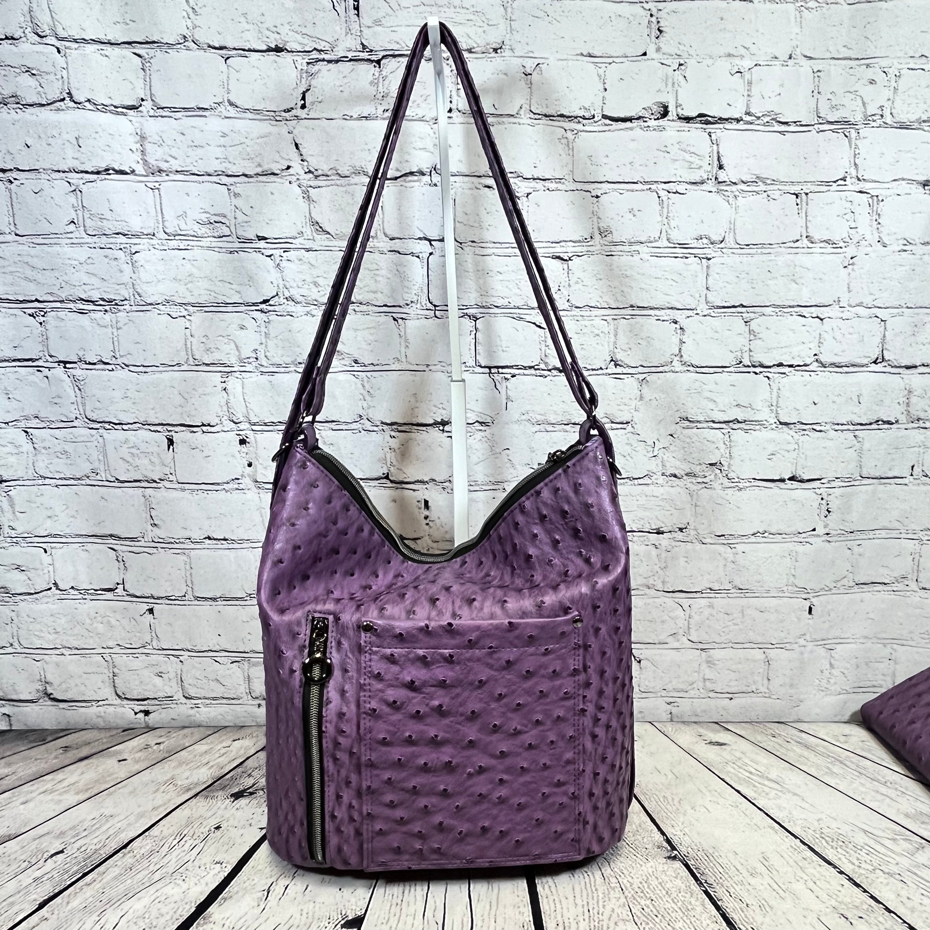 Krystal Convertible Bag - Purple Ostrich