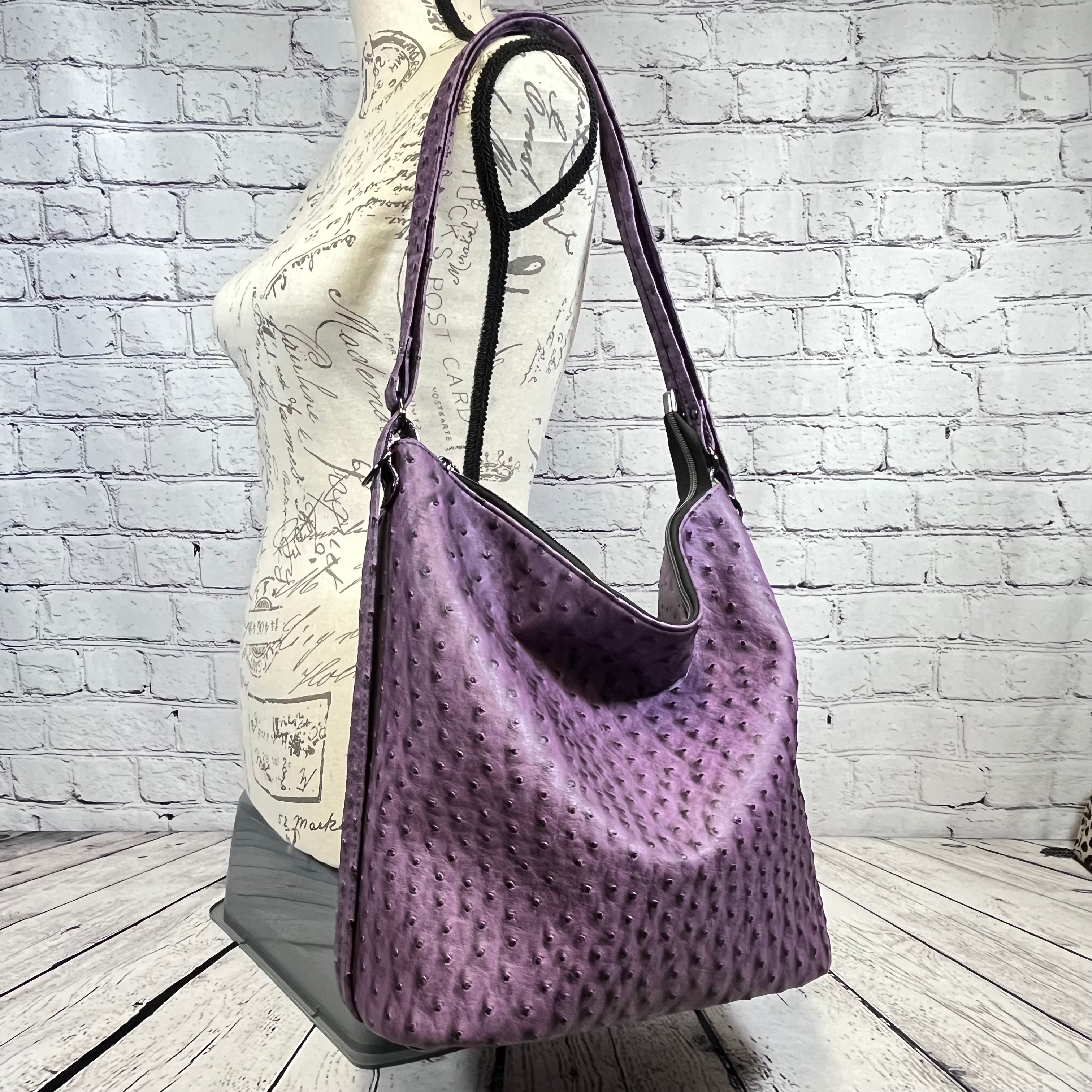 Krystal Convertible Bag - Purple Ostrich