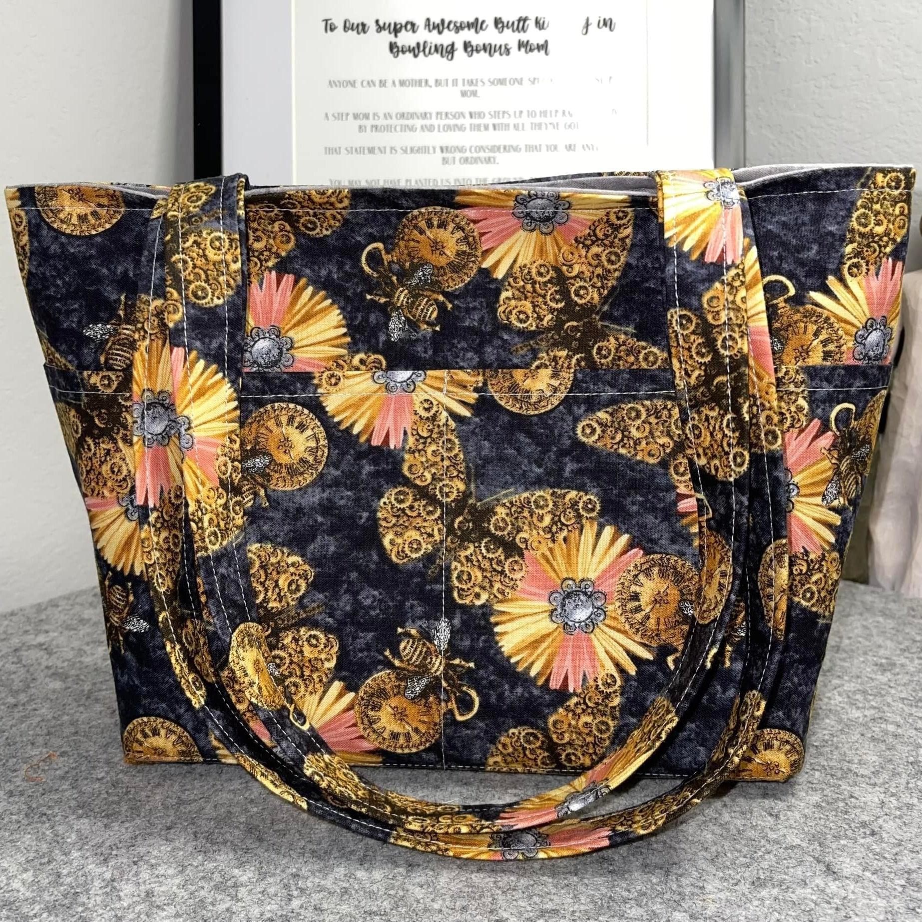 Small Tote - Steampunk Butterfly, Flower & Bee