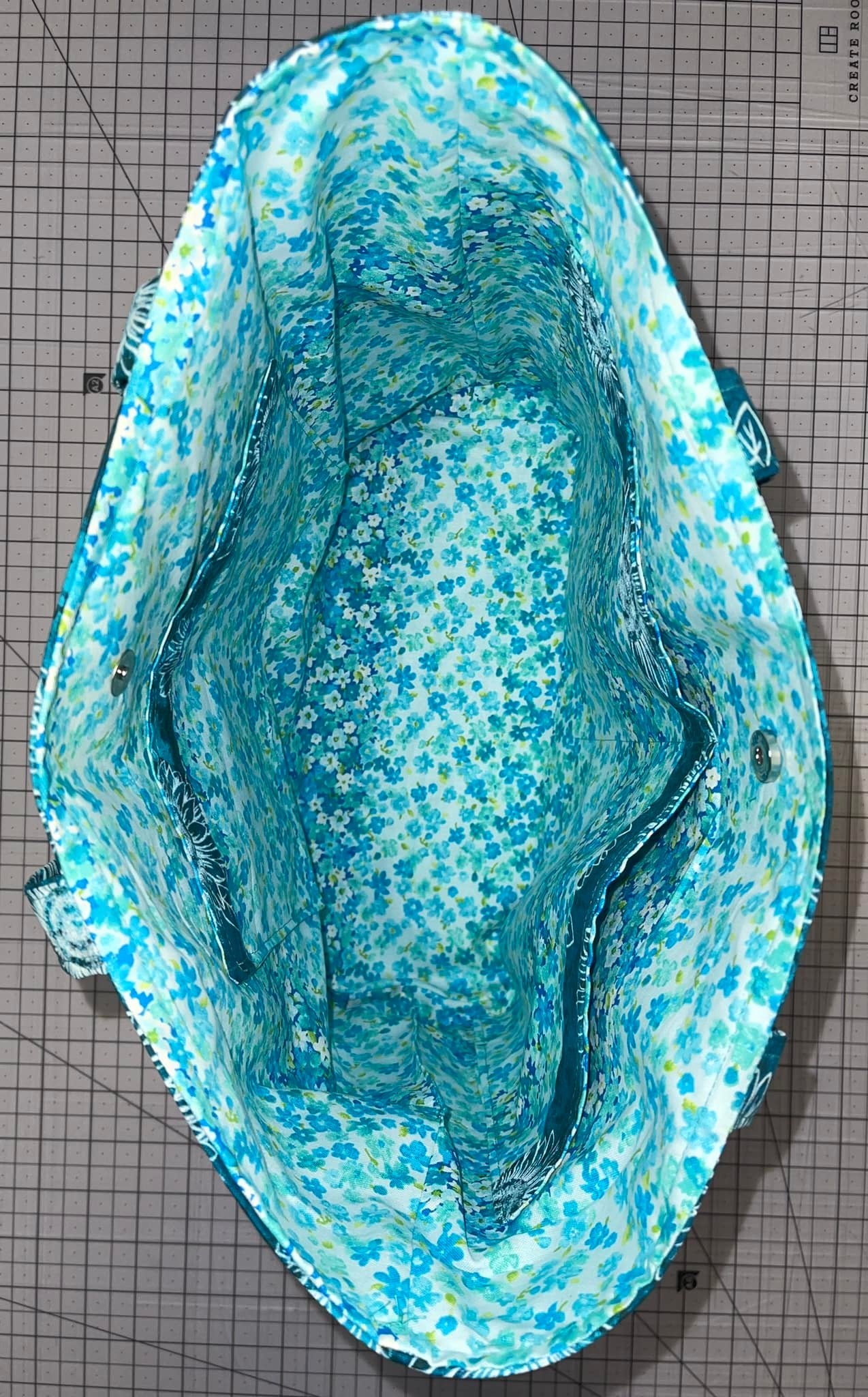 Large Tote - Teal & White Sunflower