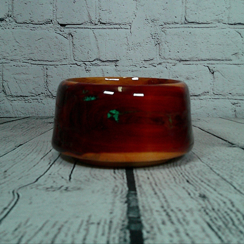 Small Cedar Bowl with Green Accents