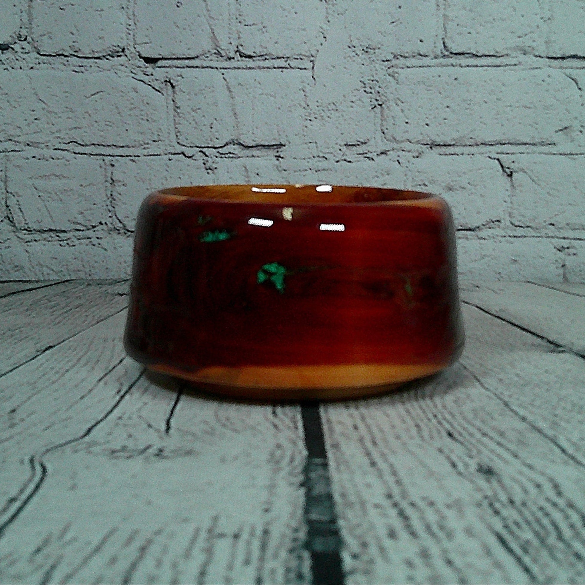 Small Cedar Bowl with Green Accents
