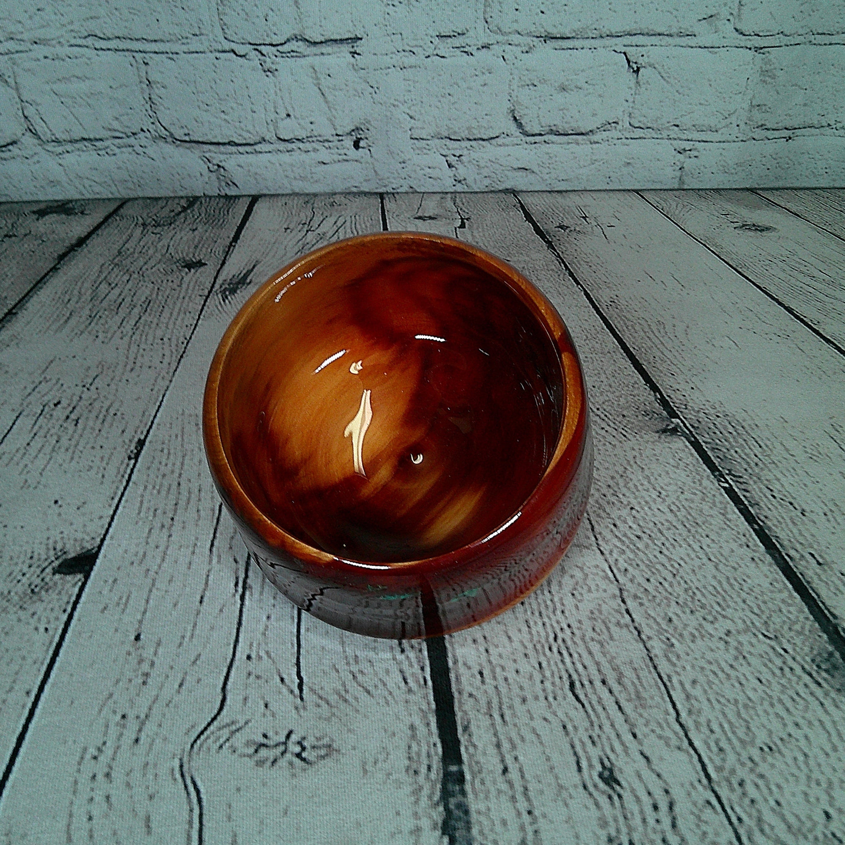 Small Cedar Bowl with Green Accents