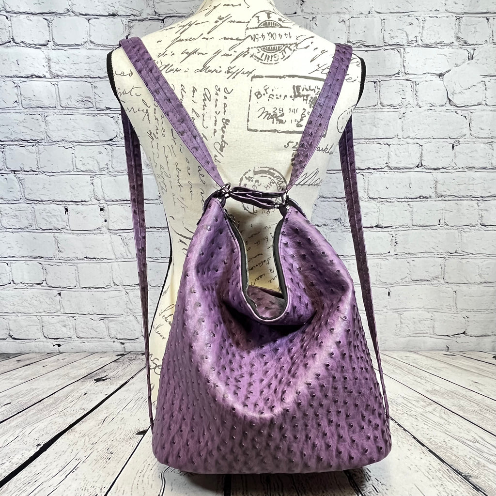Krystal Convertible Bag - Purple Ostrich