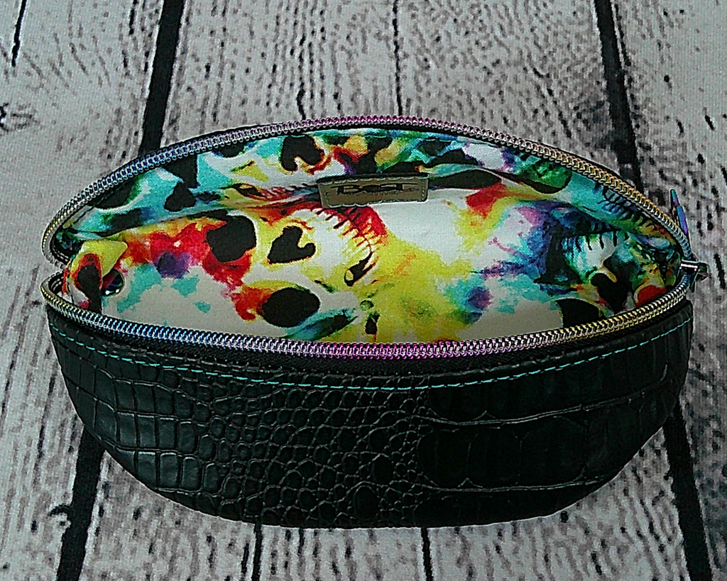 Ellie Sunglasses Case - Black Faux Crocodile
