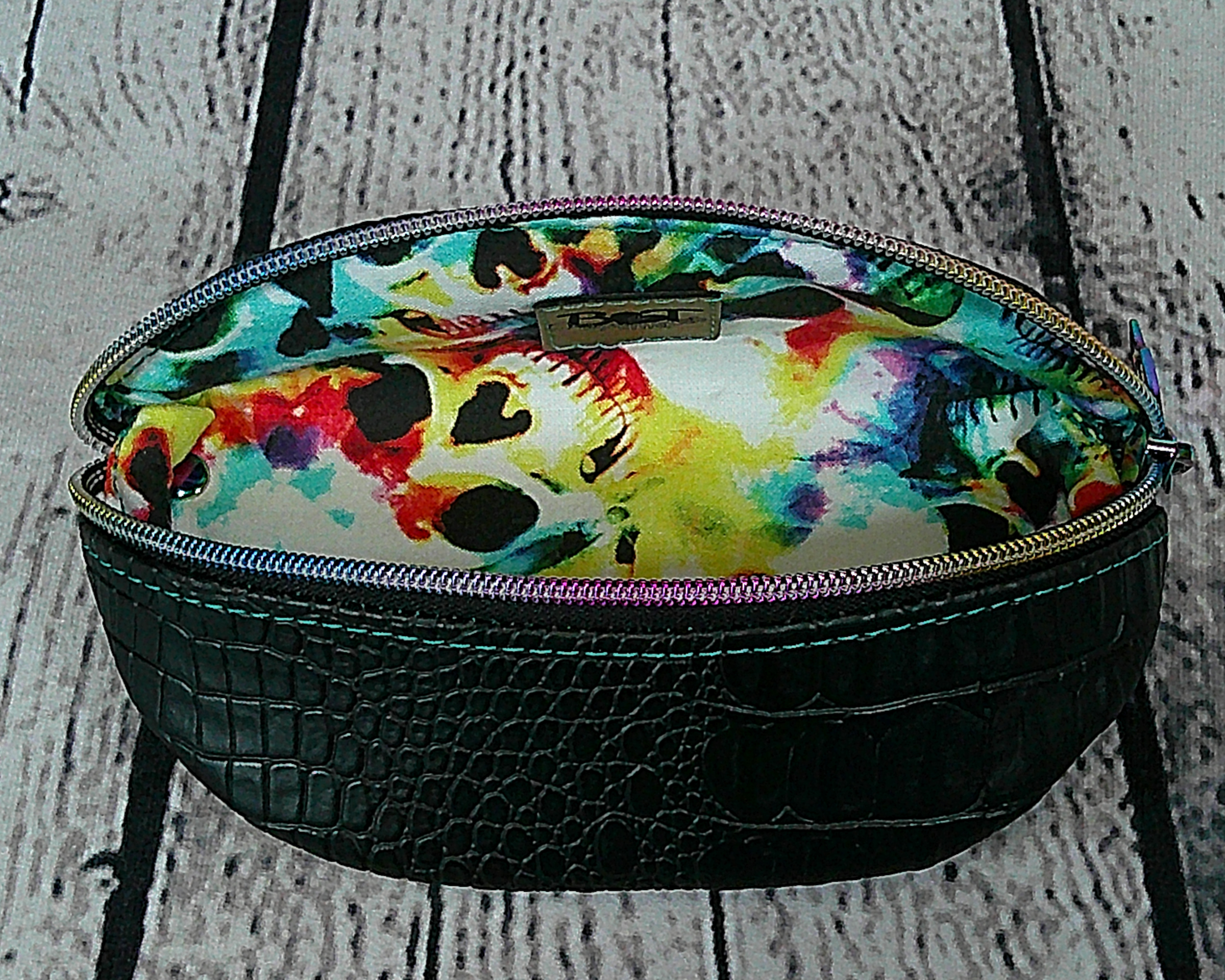 Ellie Sunglasses Case - Black Faux Crocodile