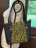 Small Zipper Tote - Black & Yellow Sunflower