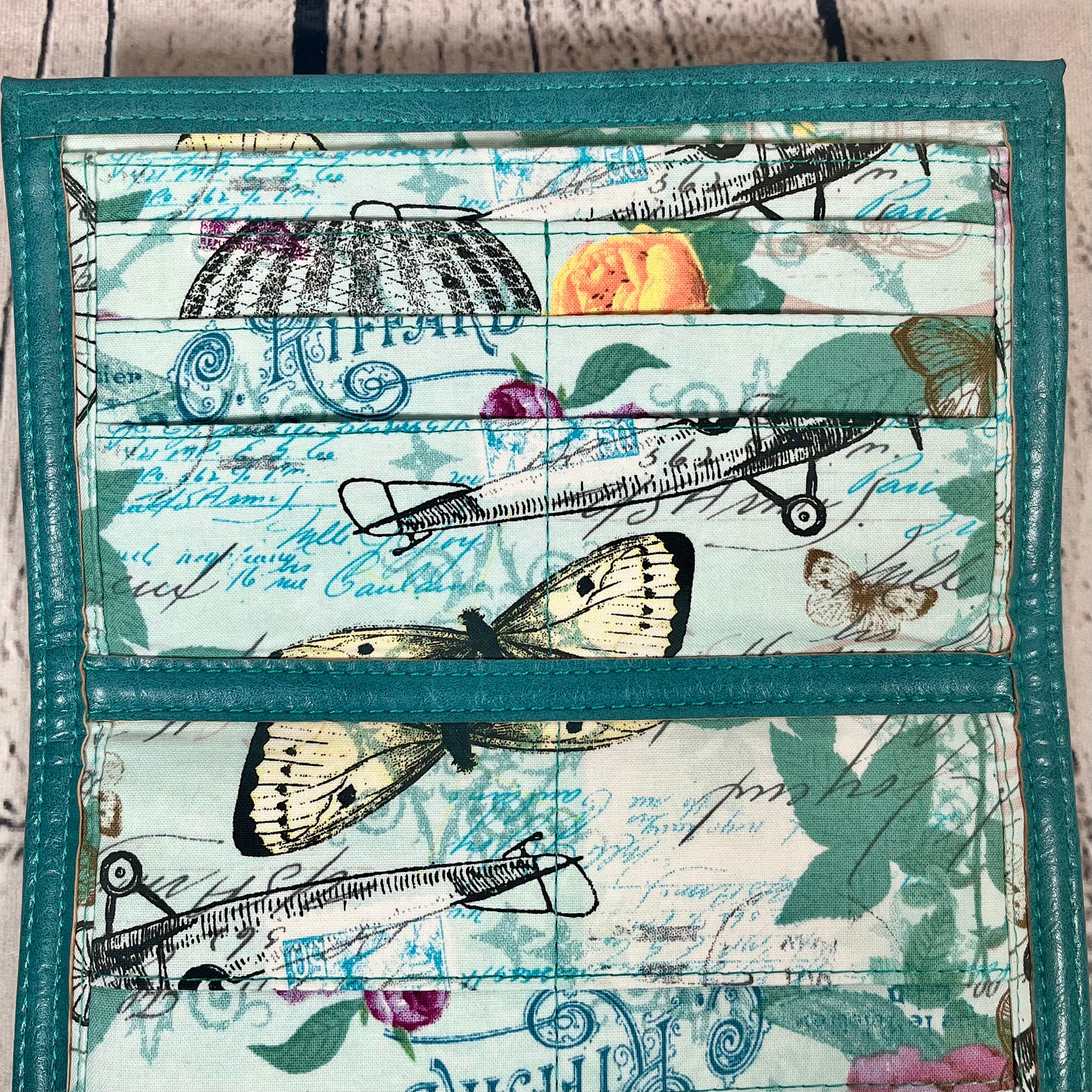 Large RFID Wristlet Wallet - Turquoise Accents of Paris