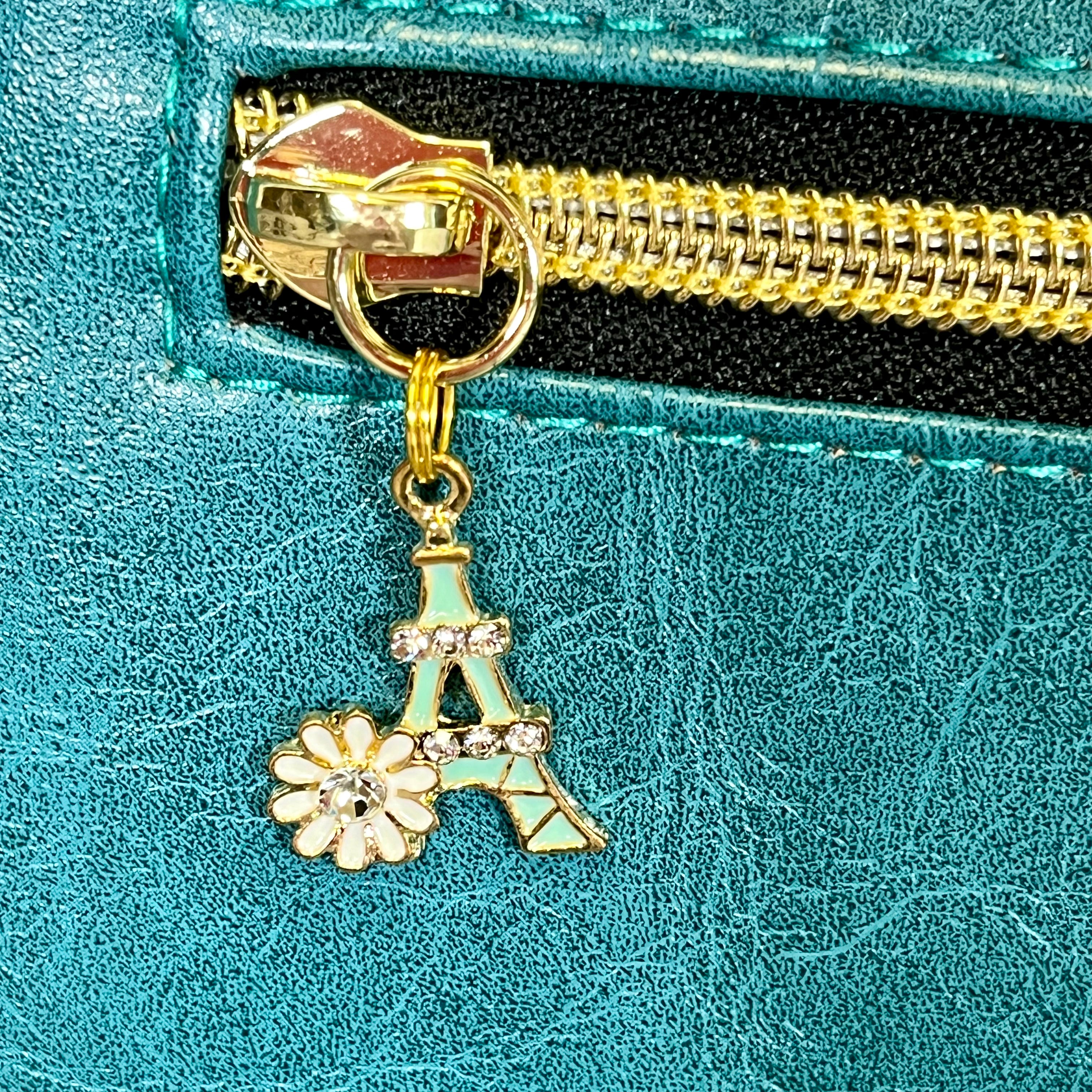 Large RFID Wristlet Wallet - Turquoise Accents of Paris