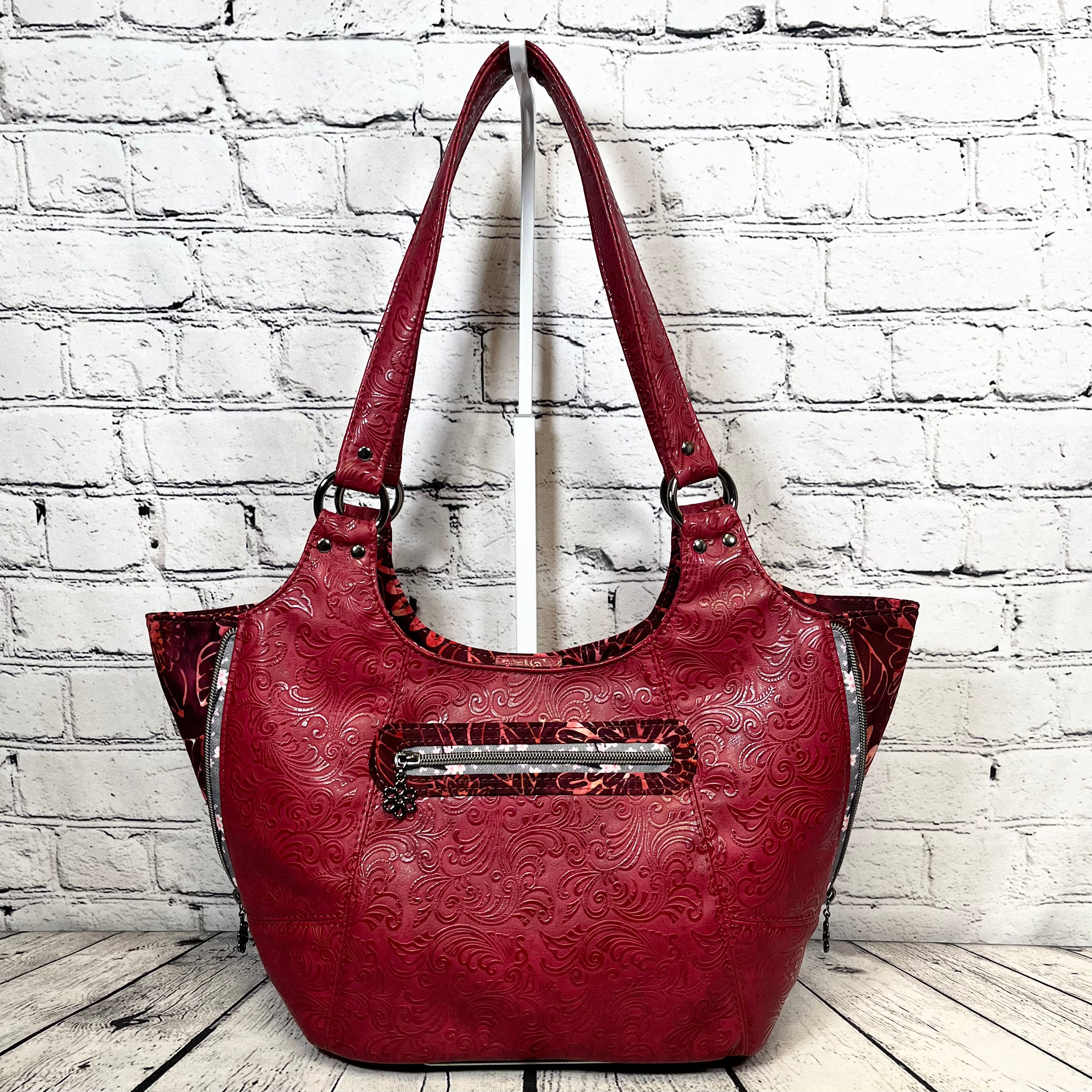 Sarah Shoulder Bag - Burgundy Floral