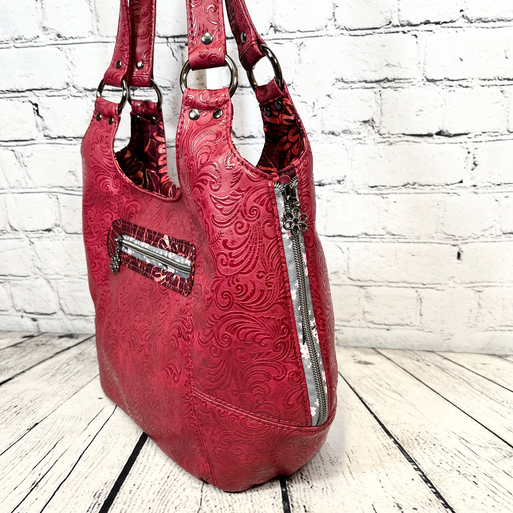 Sarah Shoulder Bag - Burgundy Floral