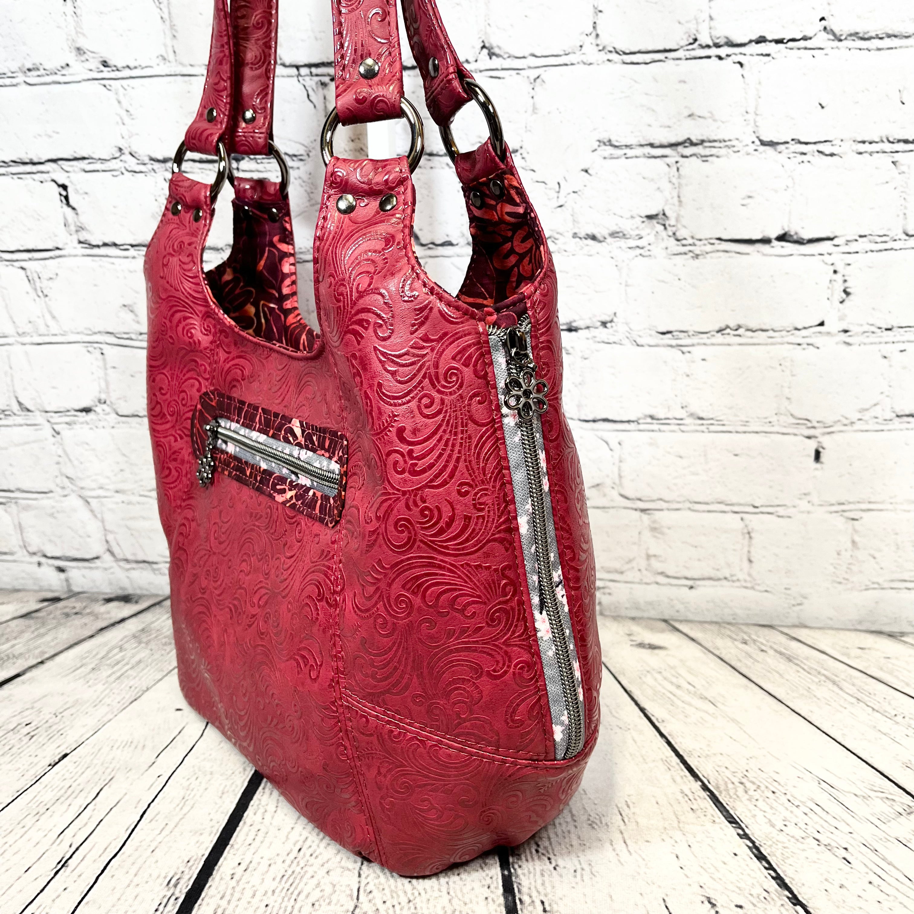 Sarah Shoulder Bag - Burgundy Floral