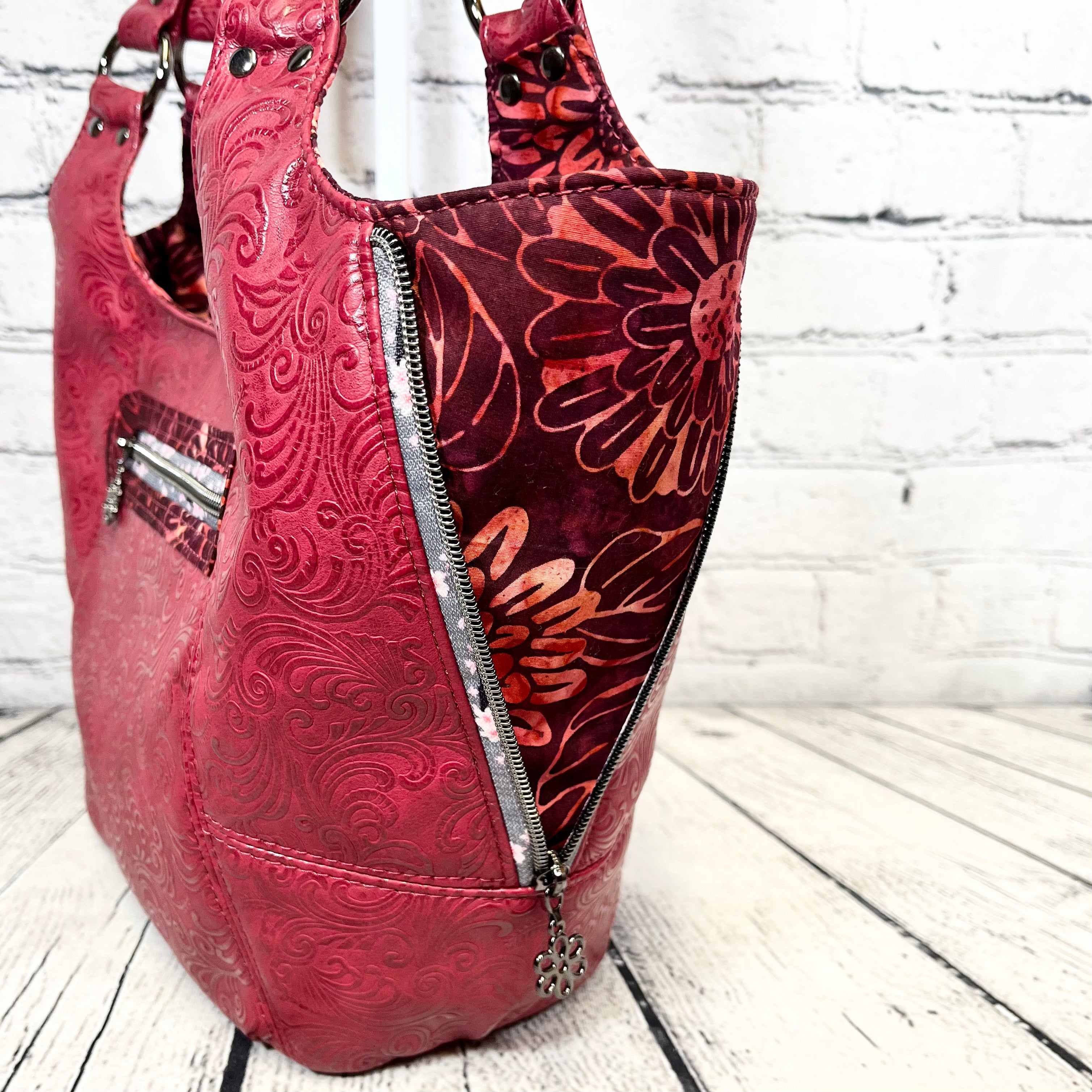 Sarah Shoulder Bag - Burgundy Floral