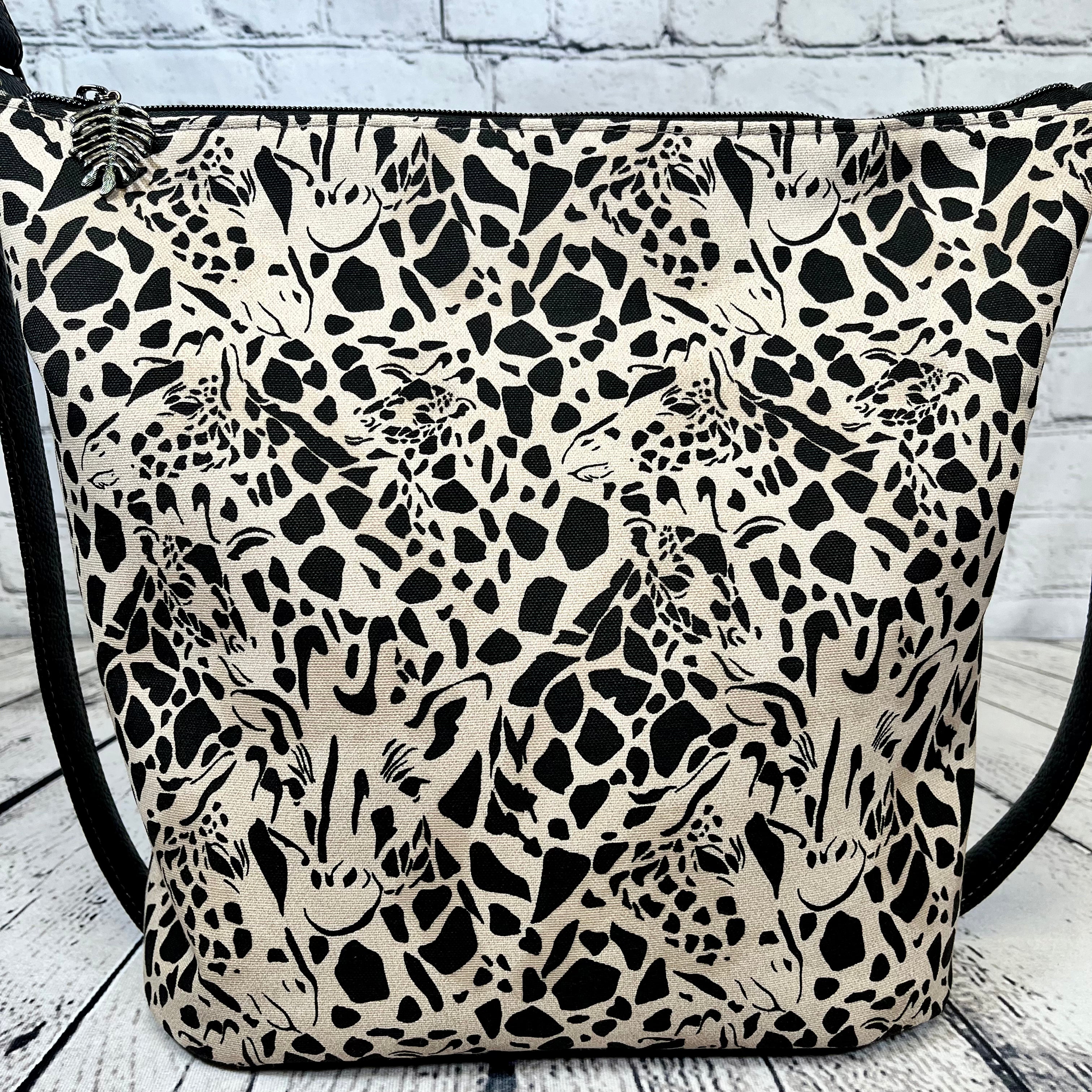 Krystal Convertible Bag - Black and Tan Giraffe Print