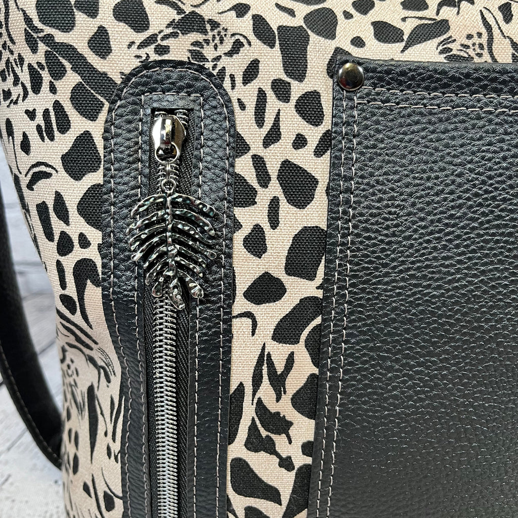 Krystal Convertible Bag - Black and Tan Giraffe Print