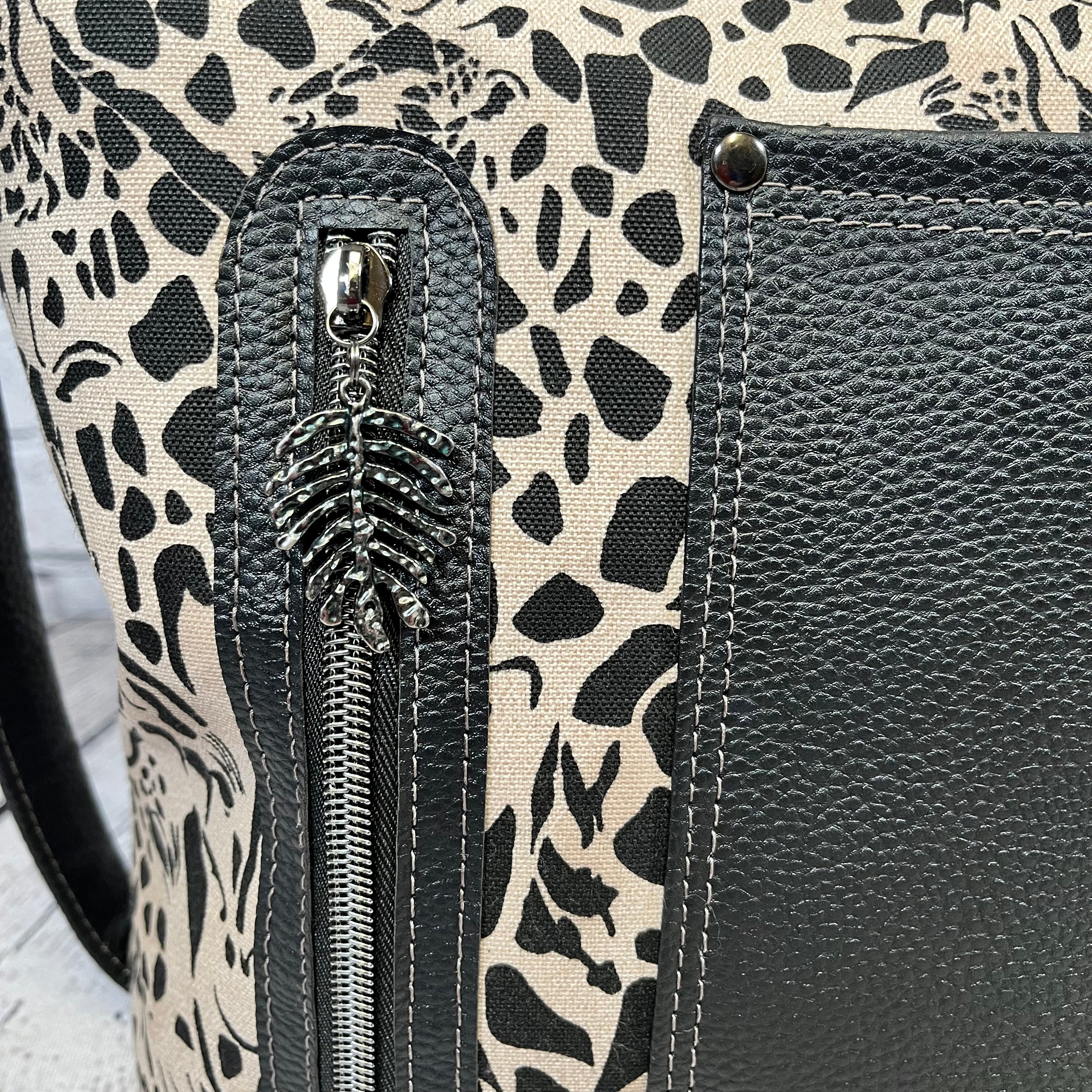 Krystal Convertible Bag - Black and Tan Giraffe Print