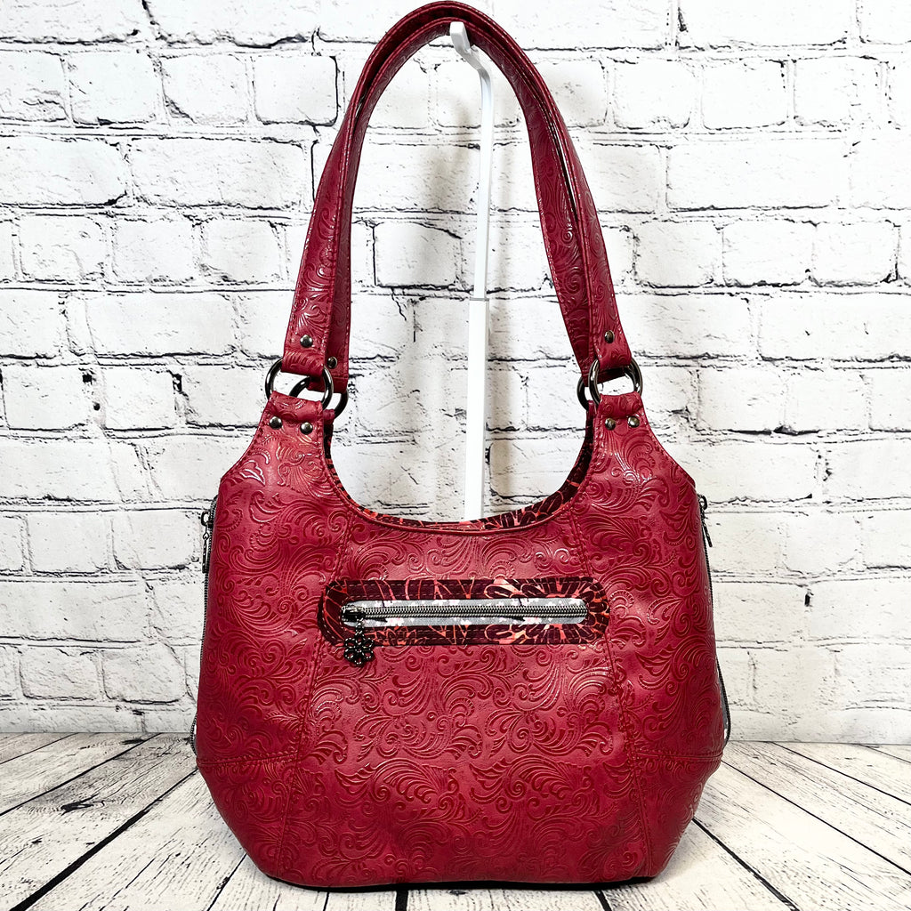 Sarah Shoulder Bag - Burgundy Floral