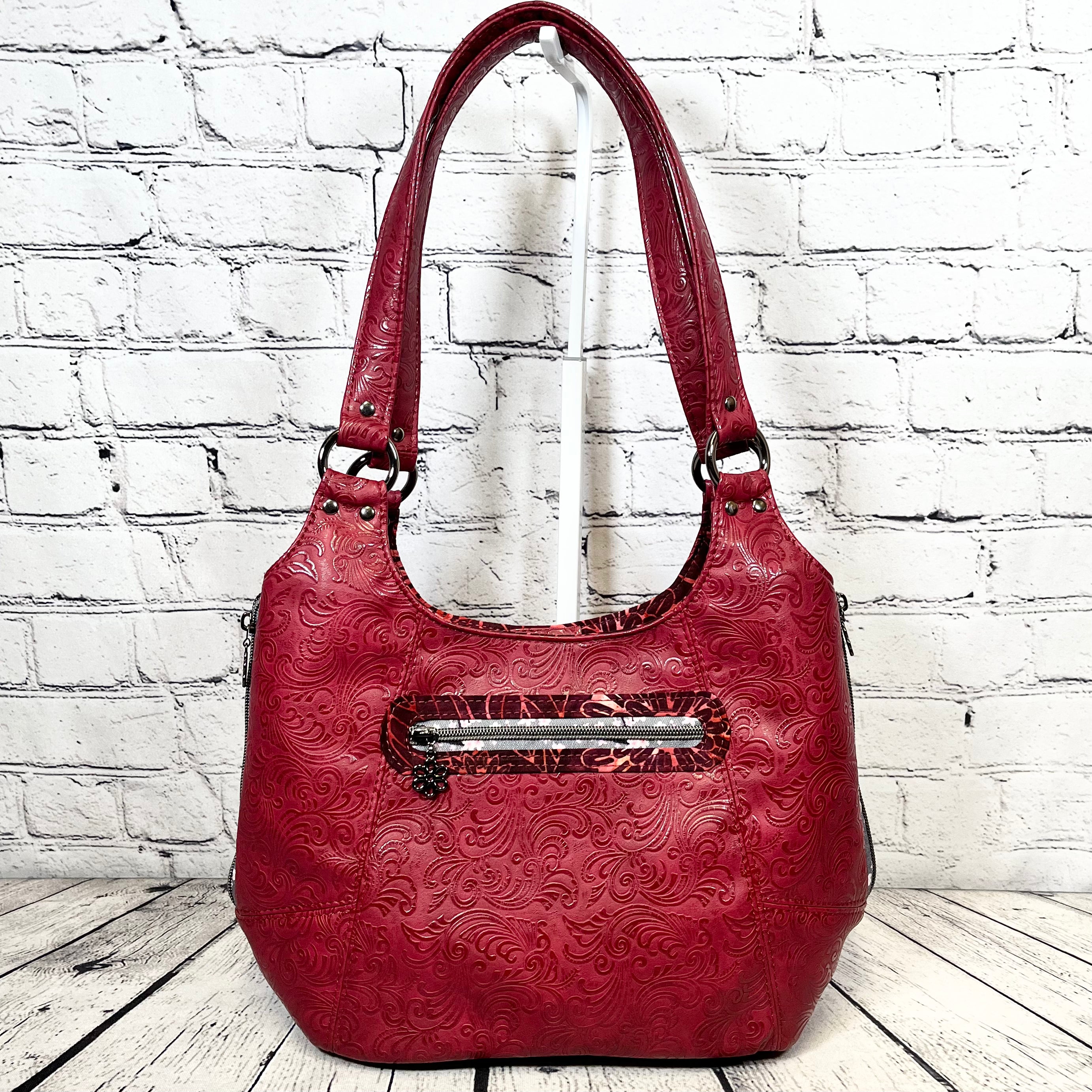 Sarah Shoulder Bag - Burgundy Floral