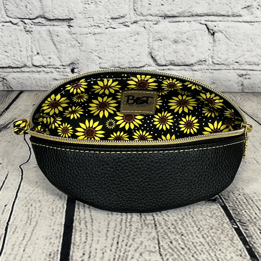 Ellie Sunglasses Case - Black & Yellow Sunflower