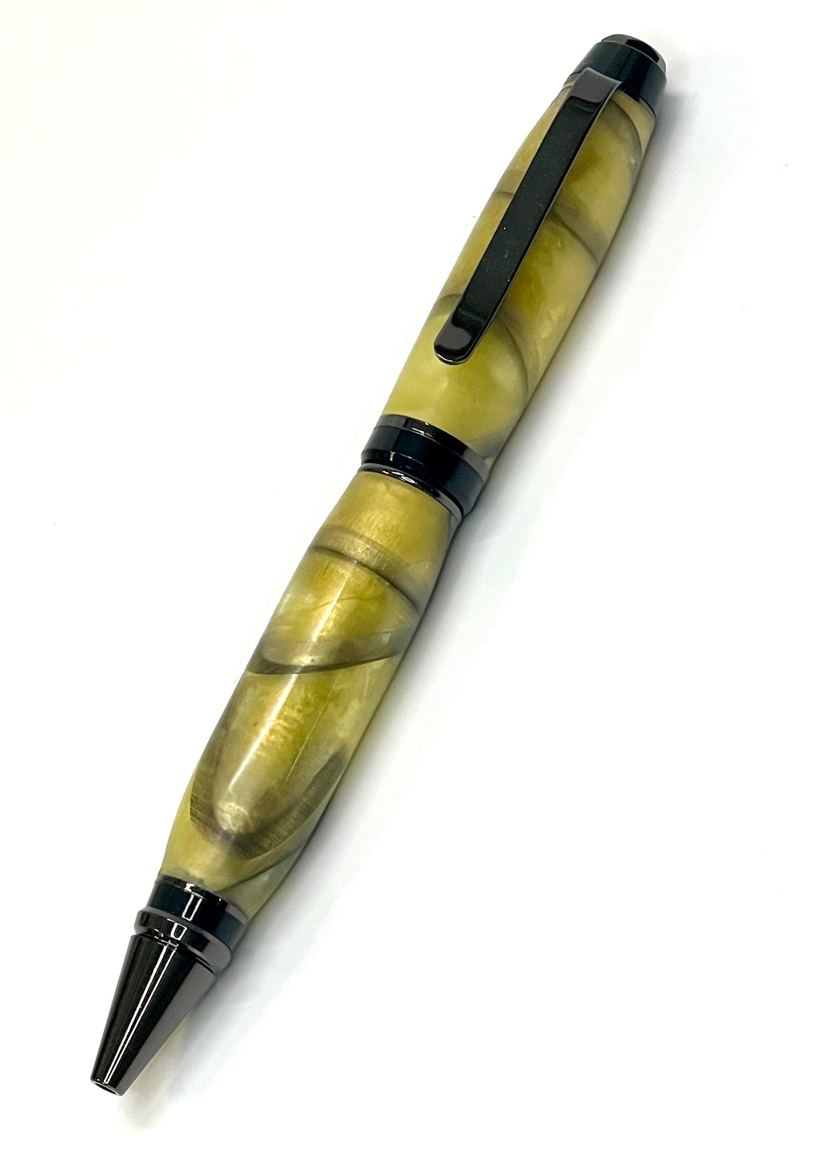 Cigar Style Pen - Yellow & Black Swirl Resin
