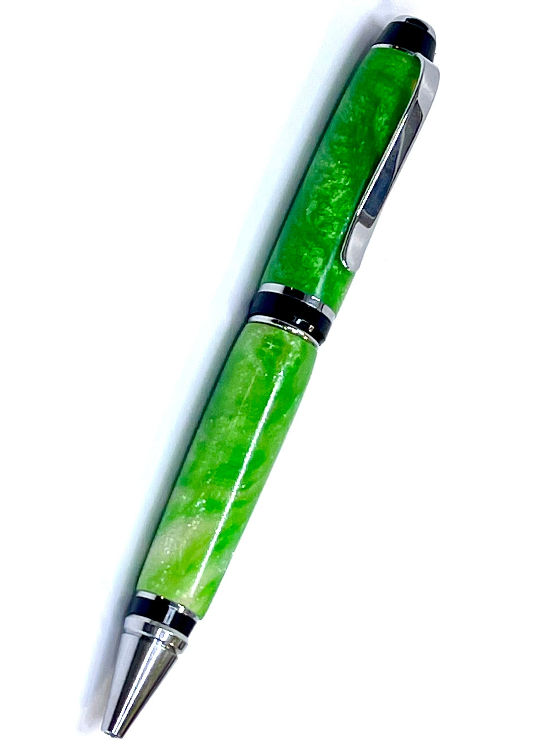 Cigar Style Pen - Green & White Resin