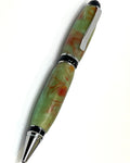 Cigar Style Pen - Green & Orange Swirl Resin