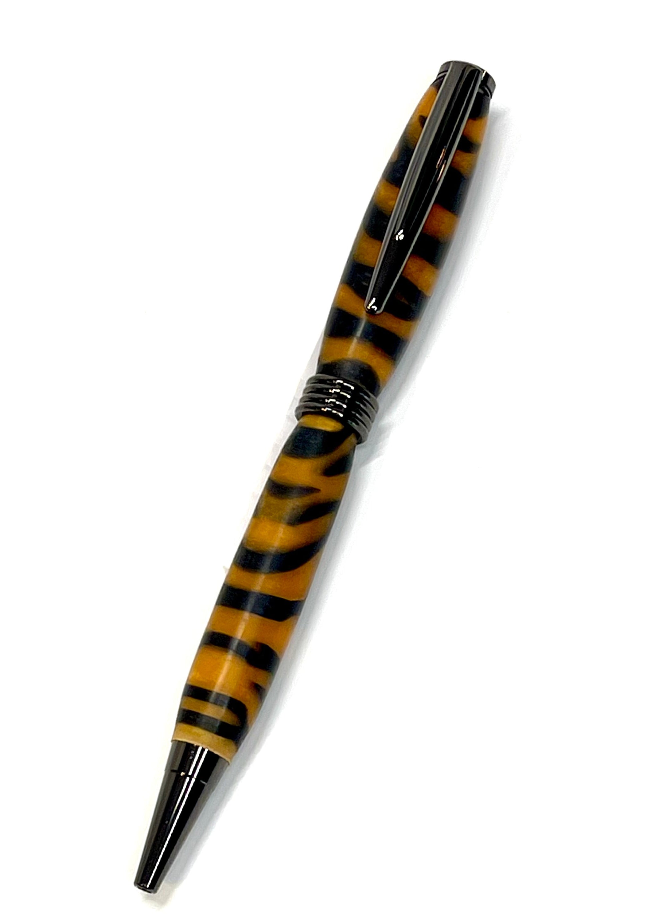 Slimline Pen - Orange & Black Tiger Stripe Resin