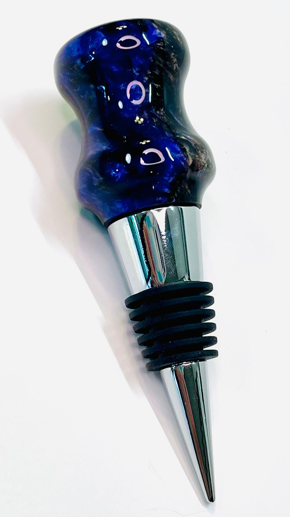 Bottle Stopper - Sweetgum Balls cast in Blue Resin