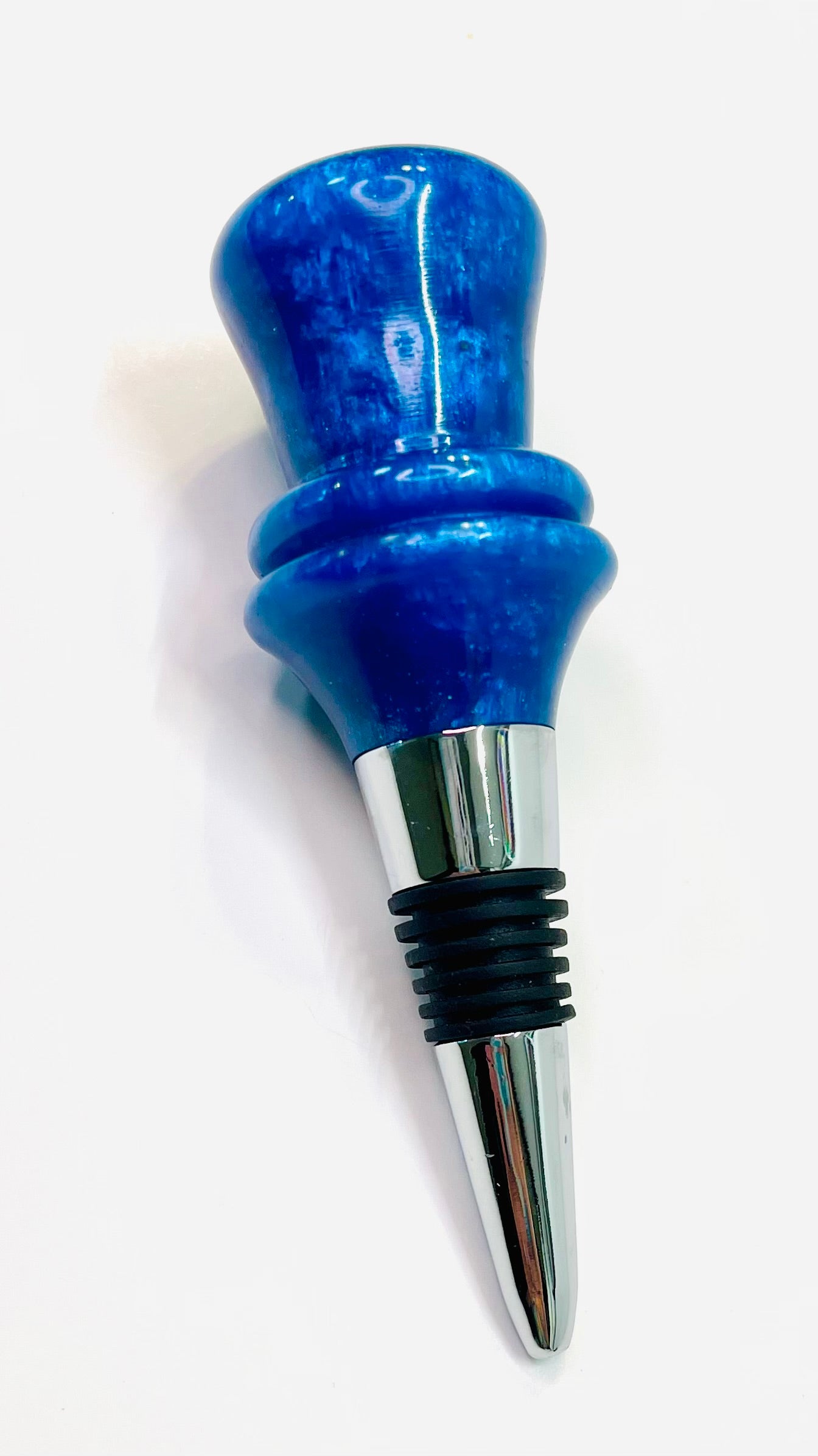 Bottle Stopper with Corkscrew - Blue Resin