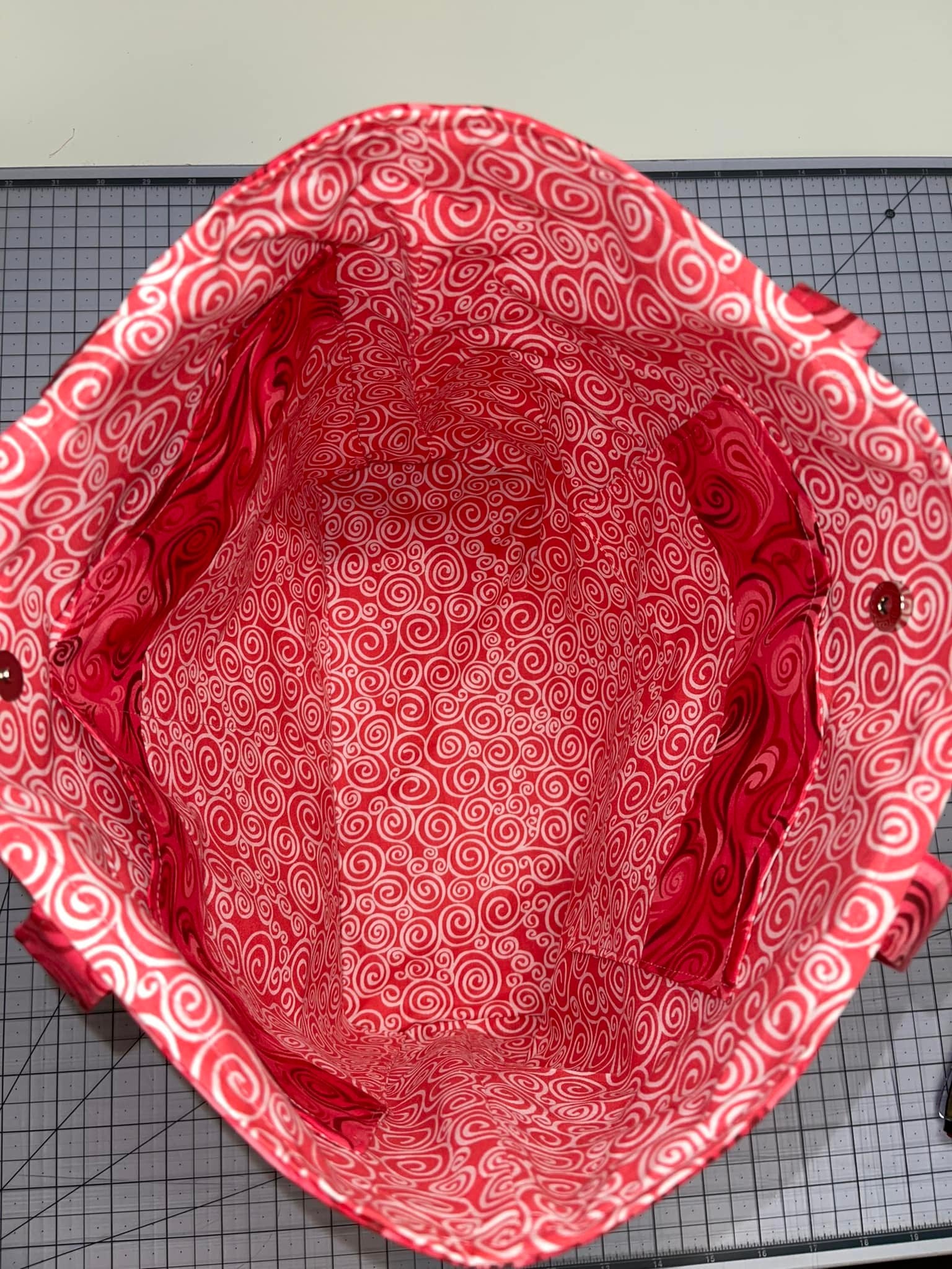 Large Tote - Red & Pink Swirls