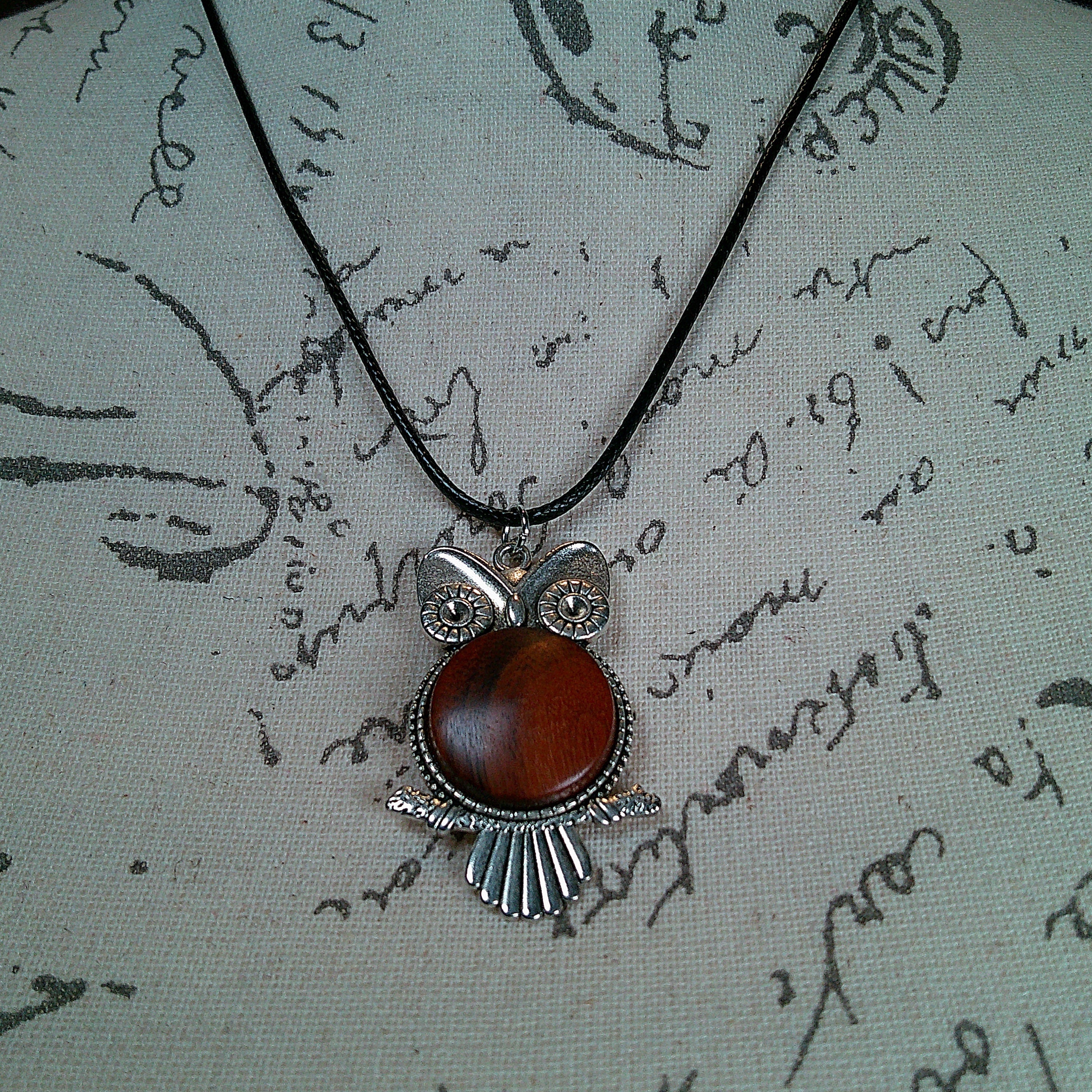 Necklace - Owl Pendant w/ Wood Insert