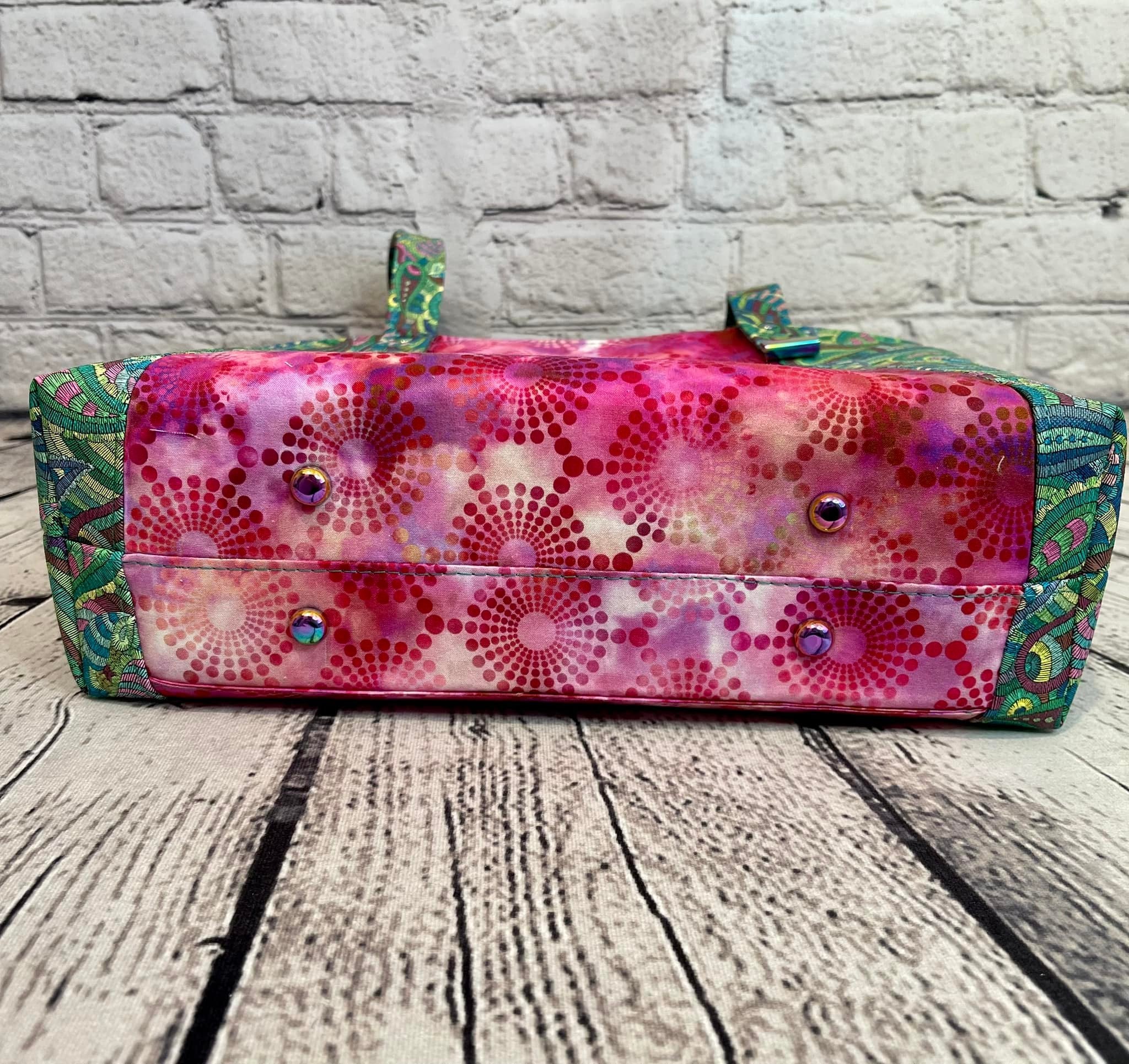 Large Zipper Tote - Pink & Green Paisley