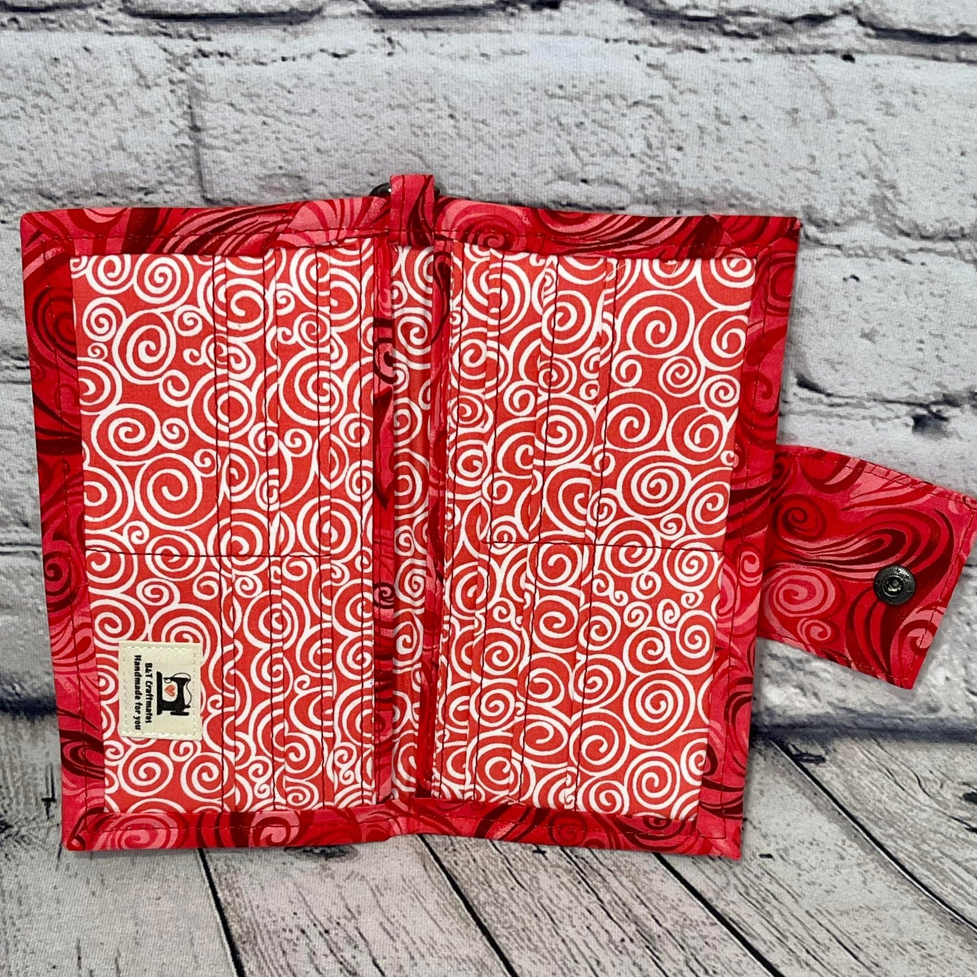 Large RFID Wristlet Wallet - Red & Pink Swirls