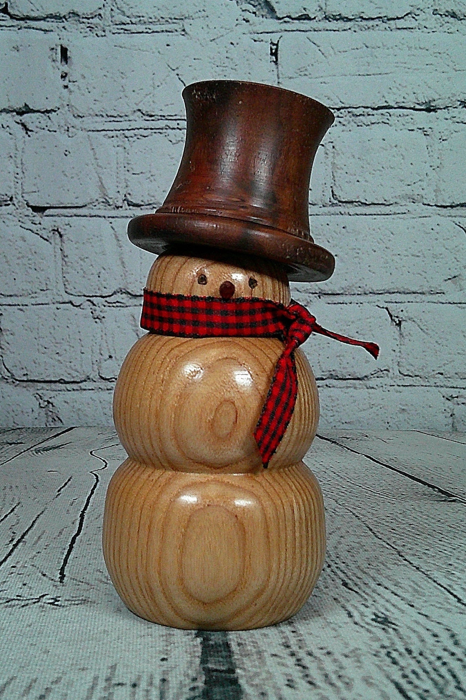 Snowman - Cherry with Walnut Hat
