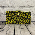 Large Wristlet Wallet - Black & Yellow Sunflower