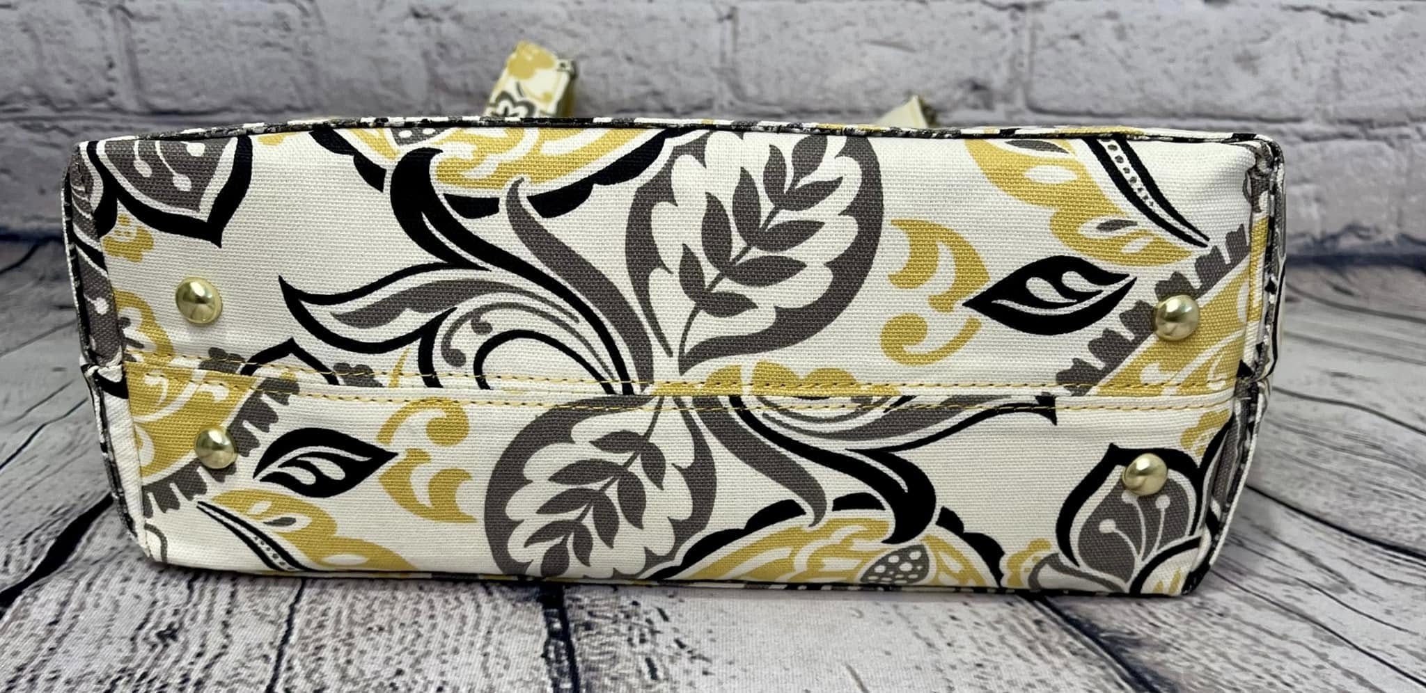 Large Zipper Tote - Yellow & Black Paisley