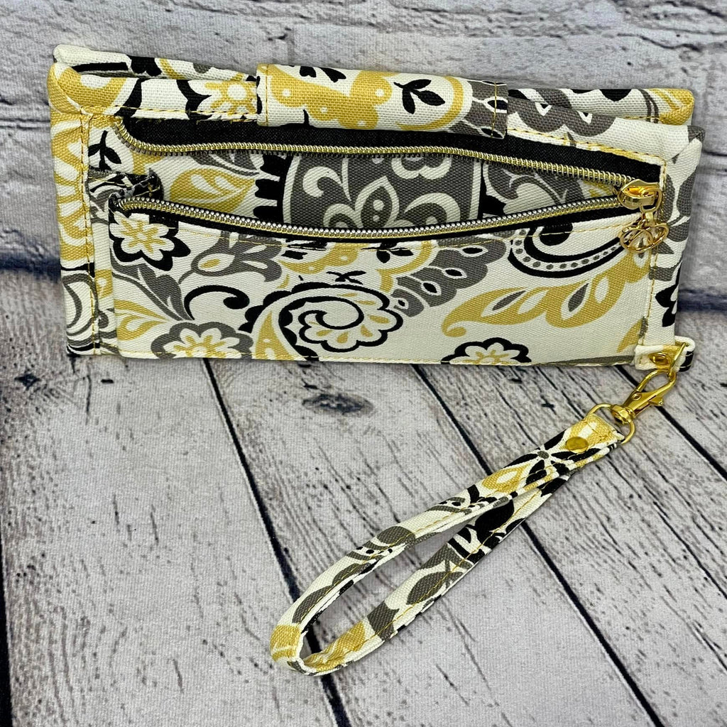 Large RFID Wristlet Wallet - Paisley Floral