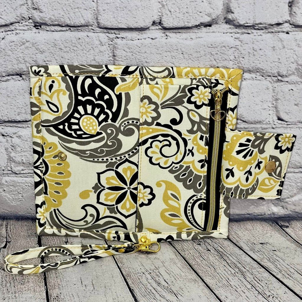 Large RFID Wristlet Wallet - Paisley Floral
