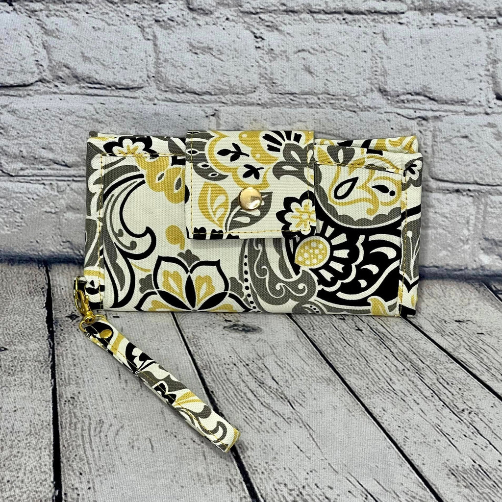 Large RFID Wristlet Wallet - Paisley Floral